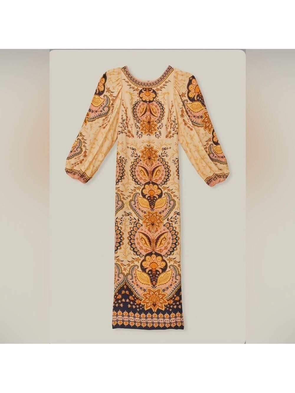Farm Rio Beige Boho Midi Dress - Picture 8 of 8